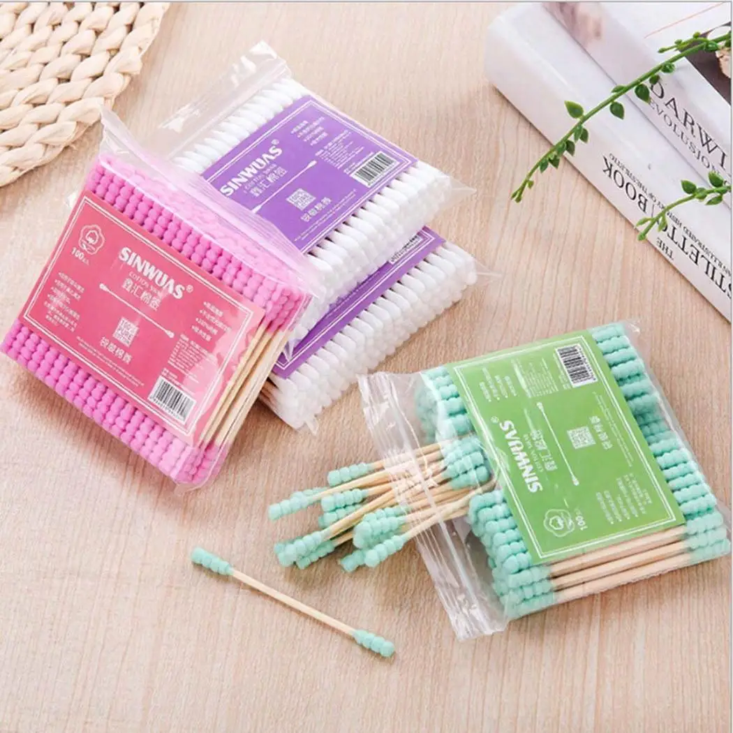 

100 Pcs/Pack Cotton Swab Double Head Ears Nose Cleaning Health Care Tools Makeup Cotton Swab