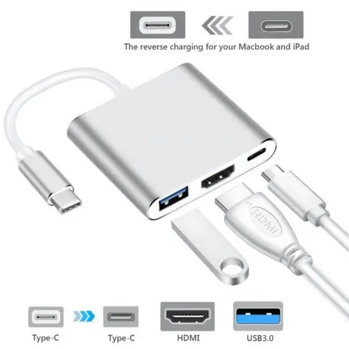 Type C to HDMI Adapter 3 In 1 USB 3 1 Type C to HDMI USB3