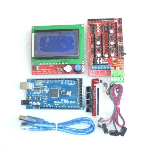 Mega 2560 R3 Mega2560 REV3+ 1 шт. RAMPS 1,4 контроллер+ RAMPS1.4 lcd 12864 lcd для 3d принтера комплект Reprap MendelPrusa