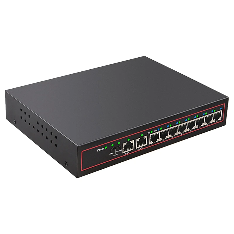 

10 Ports Poe Switch 52V Power Over Ethernet Network Switch 8 Poe Switch Injector For Ip Camera/Wireless Ap/Cctv Camera System(