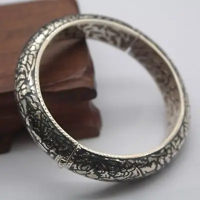 

Best Gift Real S999 Sterling Silver Bangle Cuff Women Hollow Flower Bracelet 50g