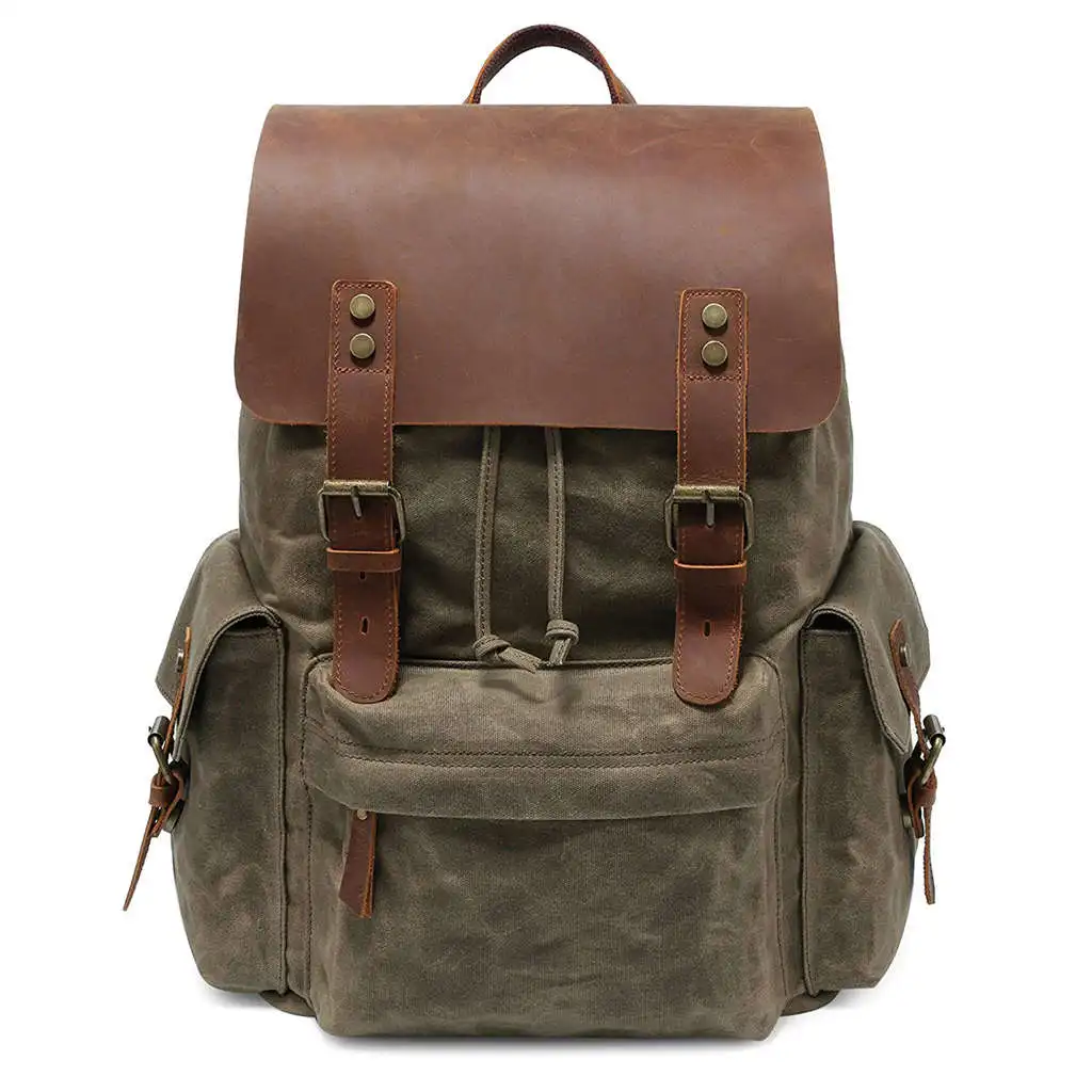 

ABDB-Large Canvas Backpack School Bag Outdoor Travel Rucksack,Vintage Satchel Shoulder Bag