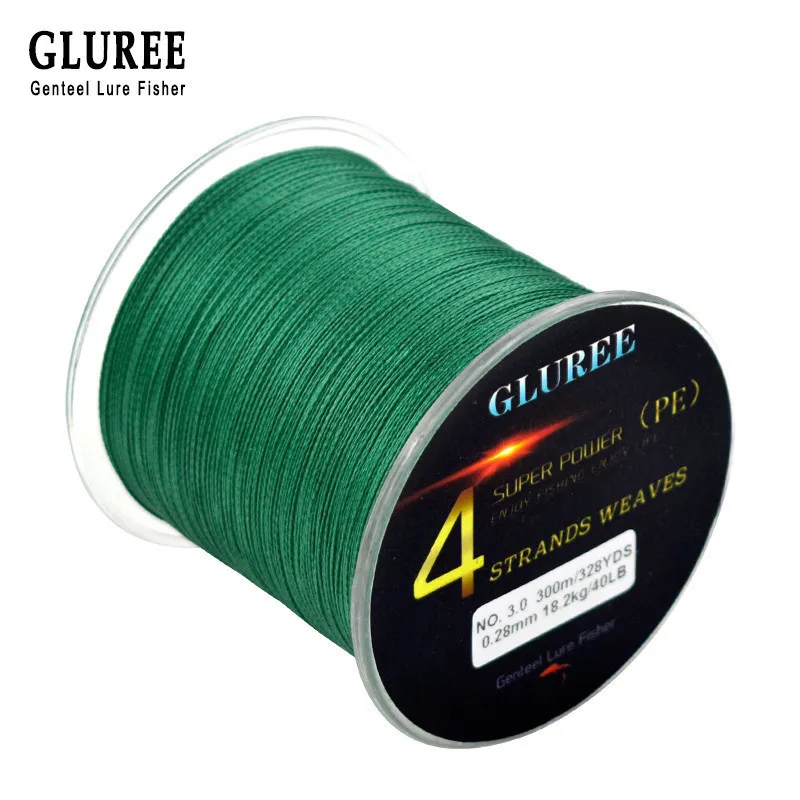 GLUREE 300 м/328 ярдов 4 подставки PE Line плетеная леска 100% многонитевая рыболовная супер