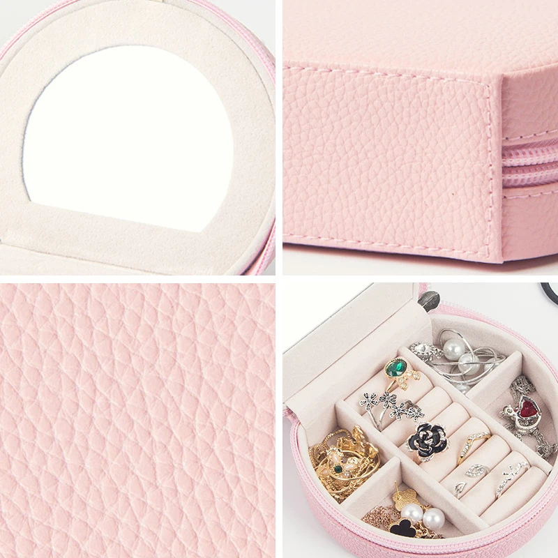 Fashion Women Makeup Organizer Travel Jewelry Box Girl Beauty Necklace Earring Stud Collection Case With Mirror Gear Accessories Fashion Women Makeup Organizer Travel Jewelry Box Girl Beauty Necklace Earring Stud Collection Case With Mirror Gear Accessories