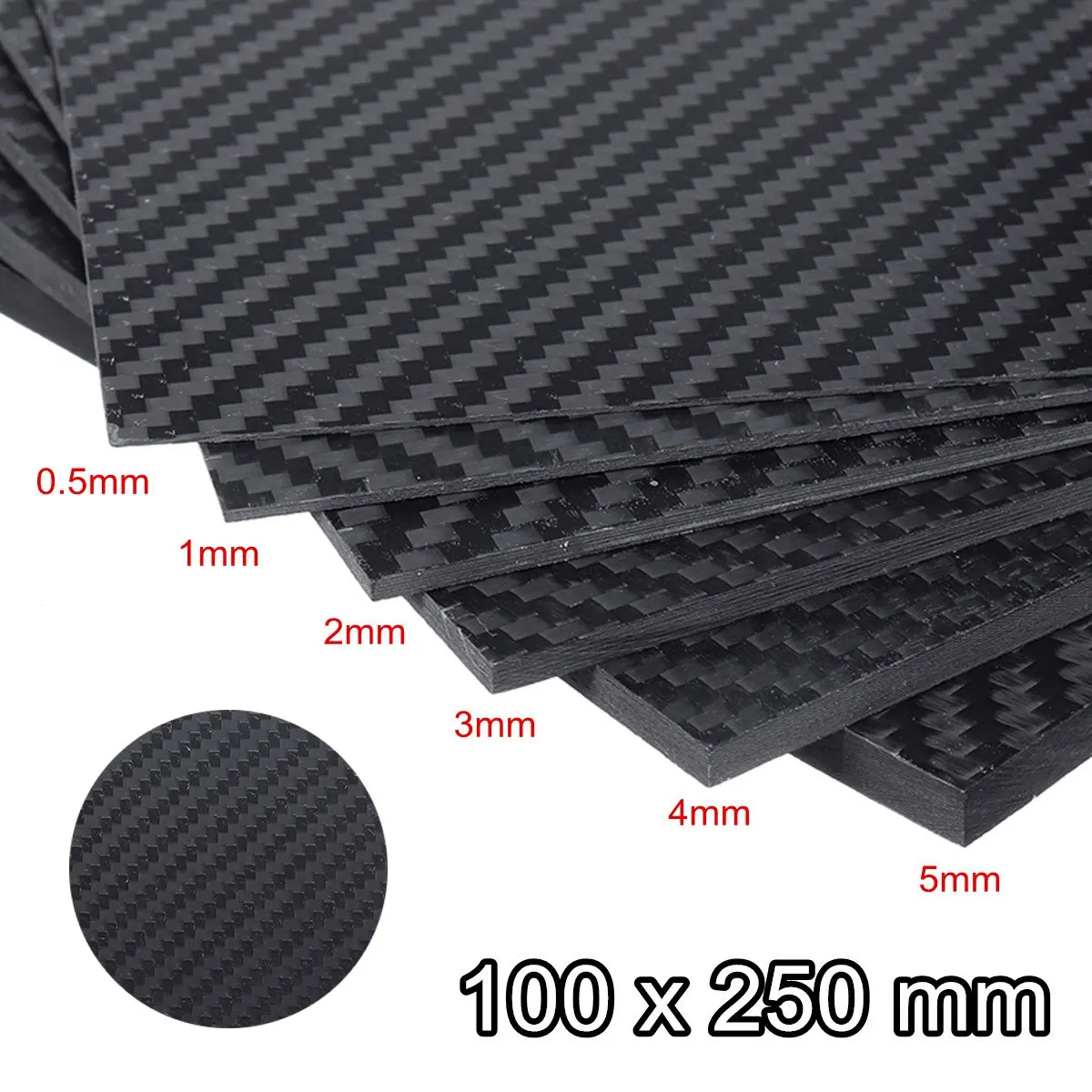 100 мм X 250 мм X 0,3 мм углеродное волокно пластина панель лист 3 к гладкое переплетение глянцевая