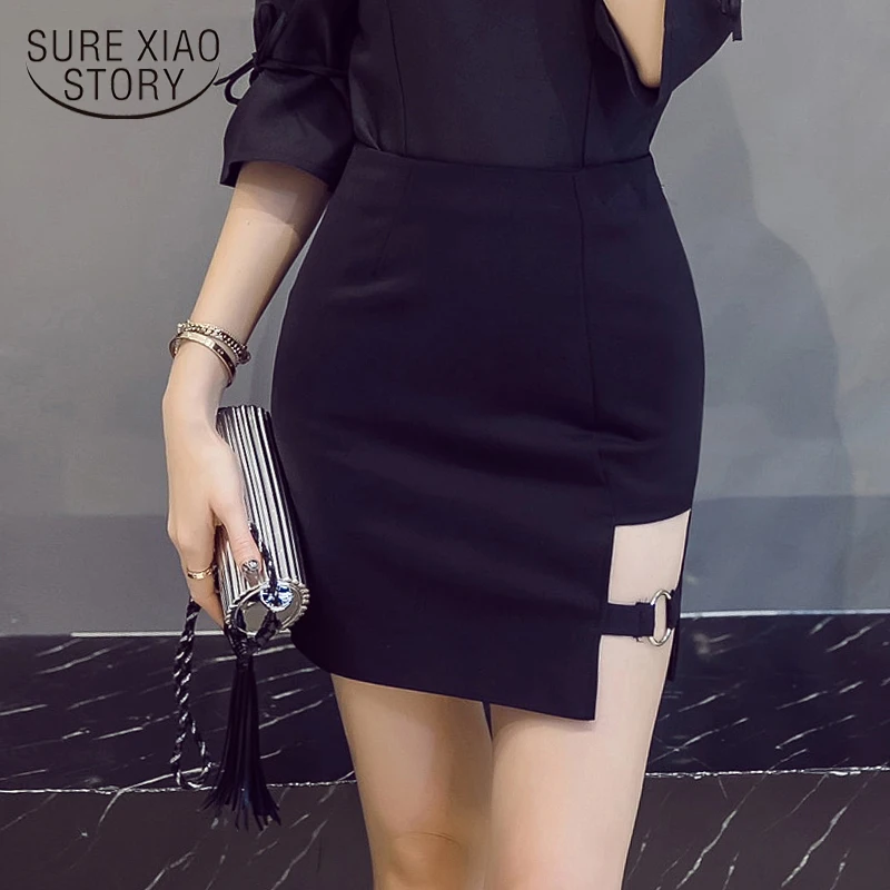 

Fashion Side split Sexy women pencil skirt 2018 High Waist formal women Skirt plus size S-5XL short Skirt Faldas Mujer 1551 45