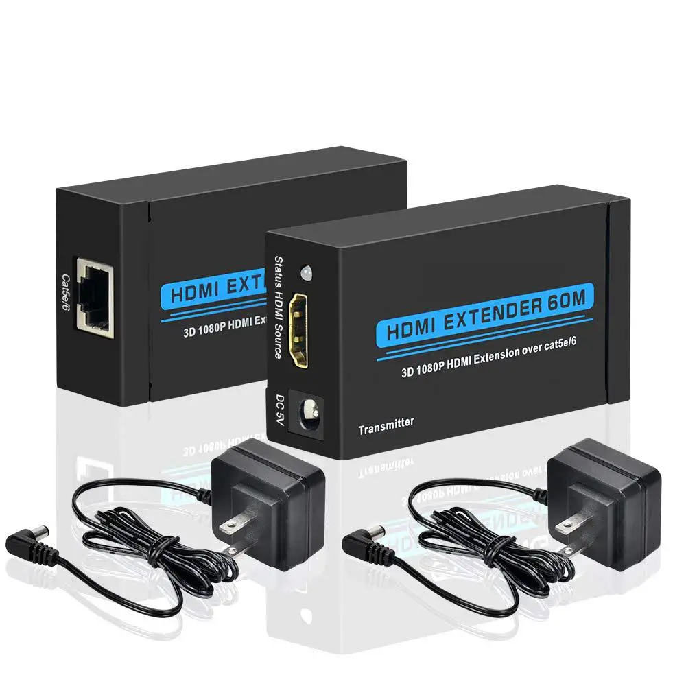 

To HDMI Extension Adapter Transmitter Receiver 60M Support 1080P HD 3D Ethernet LAN Cable Switch Network RJ45