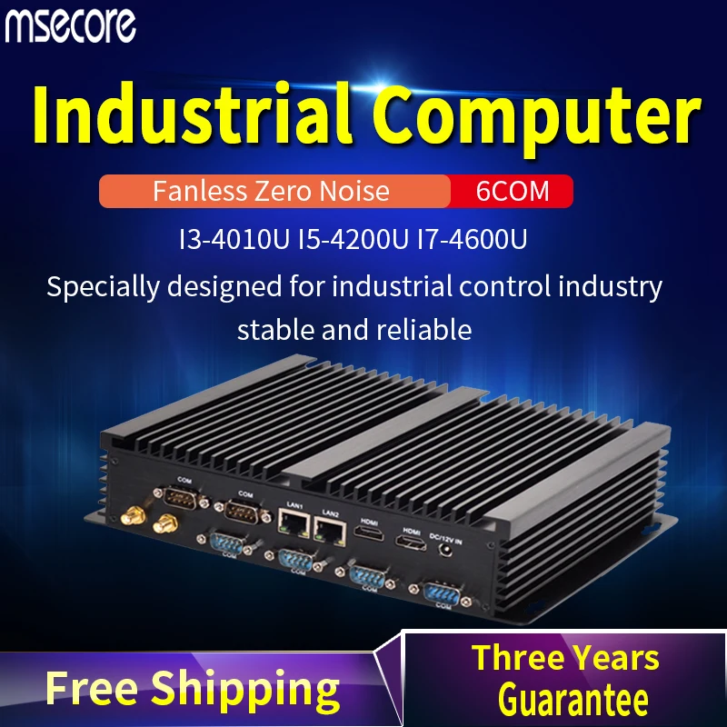 Mscore I3 4010U i5 4200U i7 4500U безвентиляторный мини ПК оконные рамы 10 промышленных компьютерный неттоп barebone 6COM 2 * lan linux 300 м wi fi