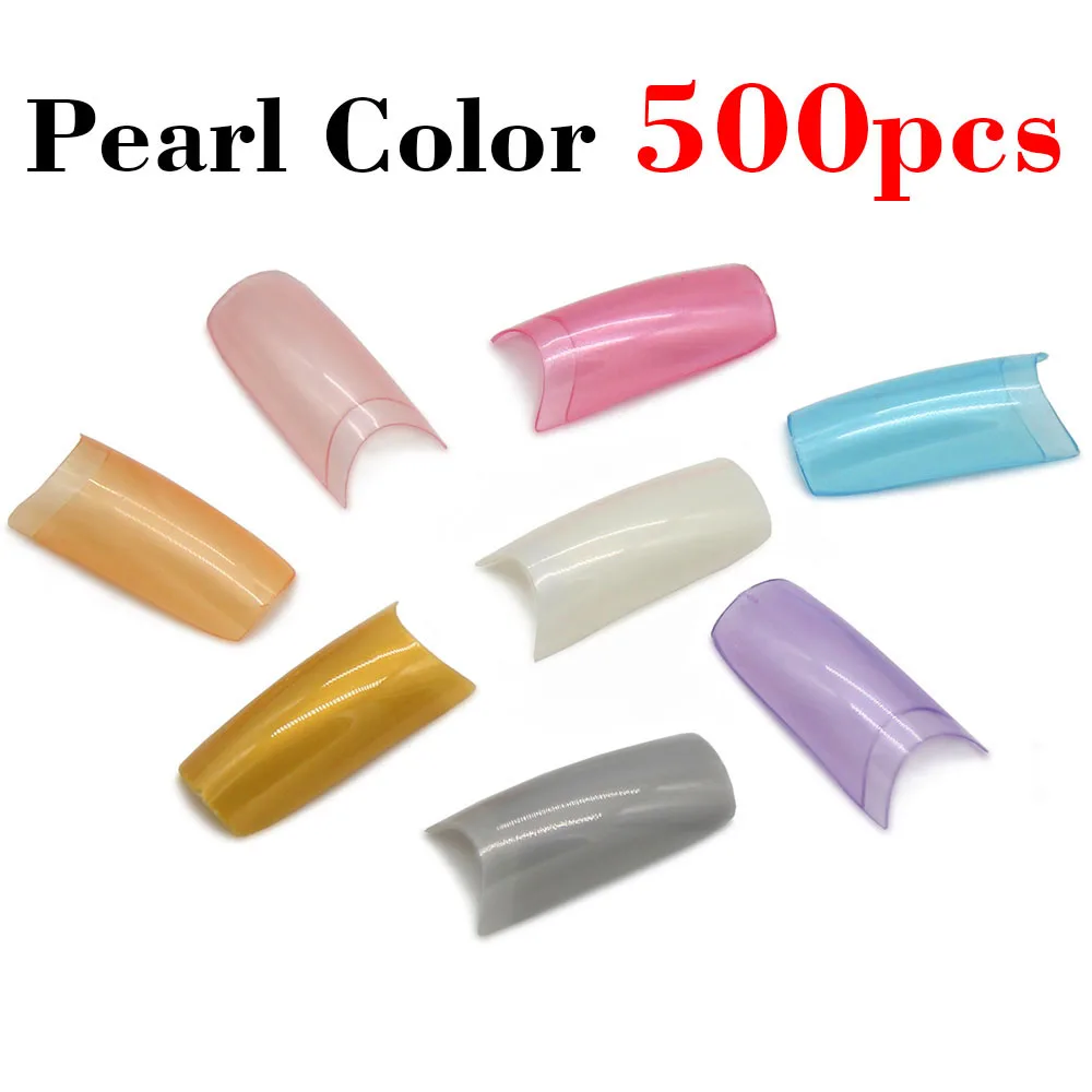 

Kimcci 500pcs Pearl Color French Fake Nail Tips Translucent Artificial False Nails Nail Art Decoration For Manicure For Salon