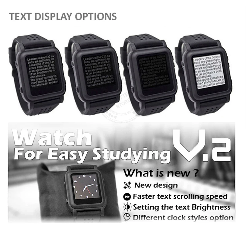 Relógio de Pulso Leitor de Música Relógio de Aprendizagem Leitor de Ebook Inglês e Mais Espanha Rússia Idiomas Mp4 25x25mm 4gb ou 8gb - Image 2