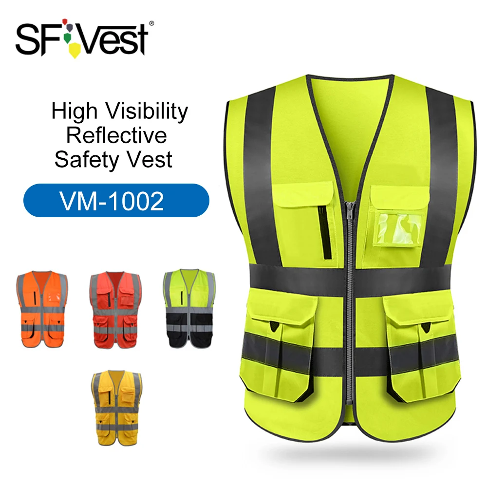 

High Visibility Reflective Safety Vest Reflective Vest Multi Pockets Workwear Security Working Clothes Day Night Cycling Warning