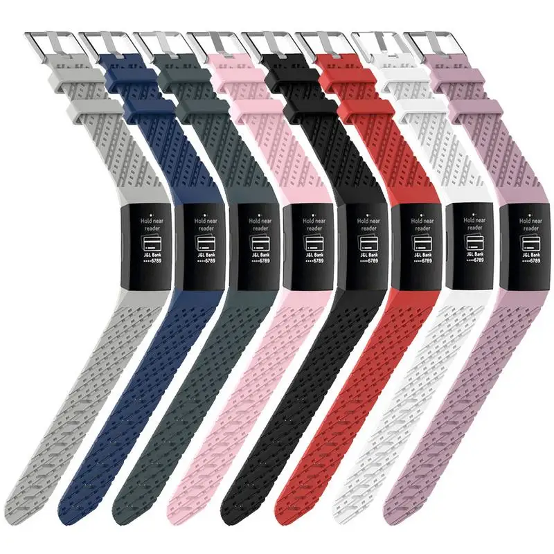 

Silicone Watch Band Texture Strap Replacement Waterproof Wrist Strap Smart Bracelet Wristband Accessories For Fitbit Charge3