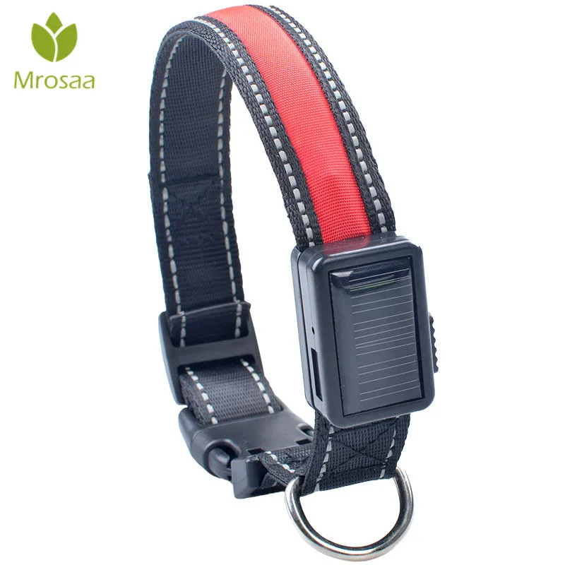 

Smart Solar Power USB Charging Electronic LED Flashing Light Pet Collar Nylon Safety Glowing Necks Collars Pet Supplier for dogs