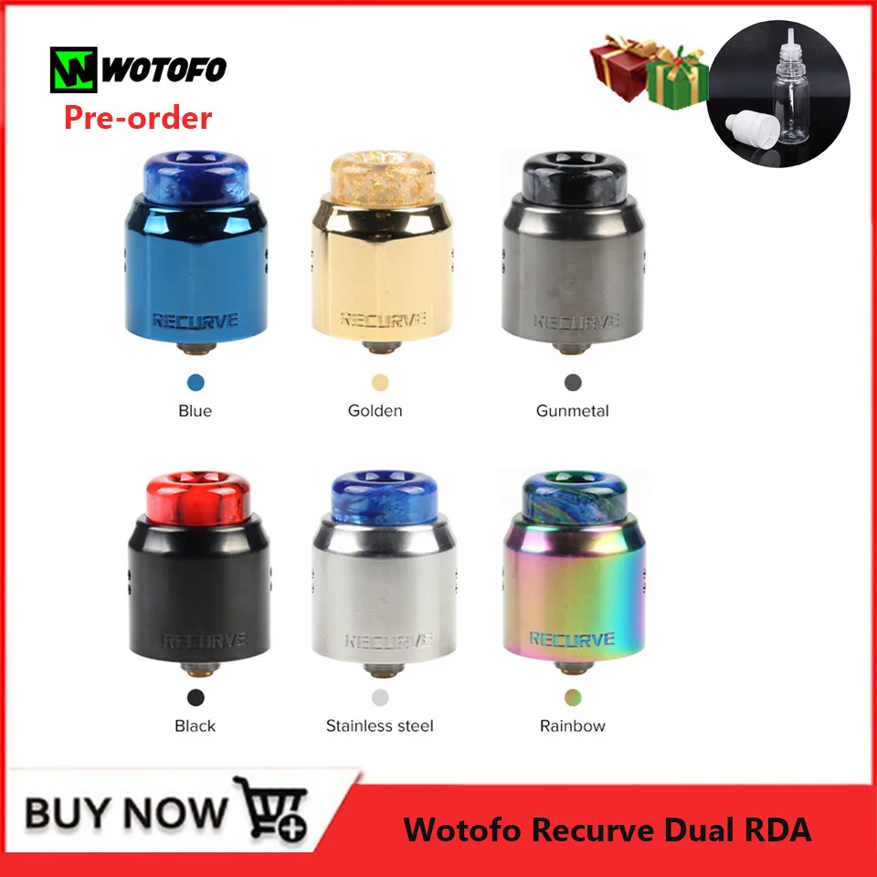 

New Arrival Original Wotofo Recurve Dual RDA Atomizer Tank 24mm Dual Coil RDA fits 510 810 Thread Mod adjustable airflow system