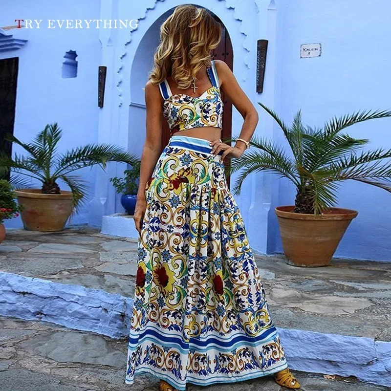 

Print Maxi Beach Dress Women Summer 2019 Fashion Strap Plus Size Sexy Dress Casual Ladies Two Piece Long Dresses For Women 3XL