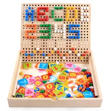 Wooden Mushrooms Nail Mosaic Image Number Cards Hand-eye Coordination Montessori Mathematical Educational Toys for Children Kids