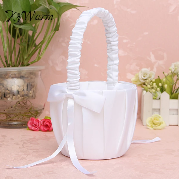 

Wedding Basket Flower Girl Basket Love Case Satin Basket for Ceremony Wedding Decoration Storage Flower Girl Basket Container