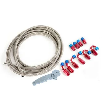 

ESPEEDER AN4 Double Stainless Steel Braided Oil Hose Fittings End Adaptor Fuel Hose Line Pipe Kit With Spanner Car Modified Part