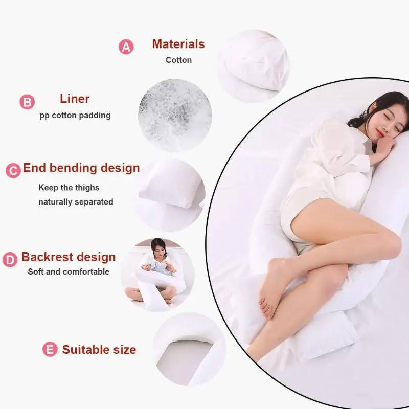Моющаяся u-образная Подушка для беременных женщин, боковая подушка для сна, постельные принадлежности для беременных, Длинная Подушка, товары для беременных