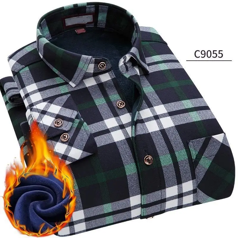 Плед Slim Fit Erkek Giyim Hemden Herren Повседневное военные Kemeja Pria Гавайский уличная зимняя