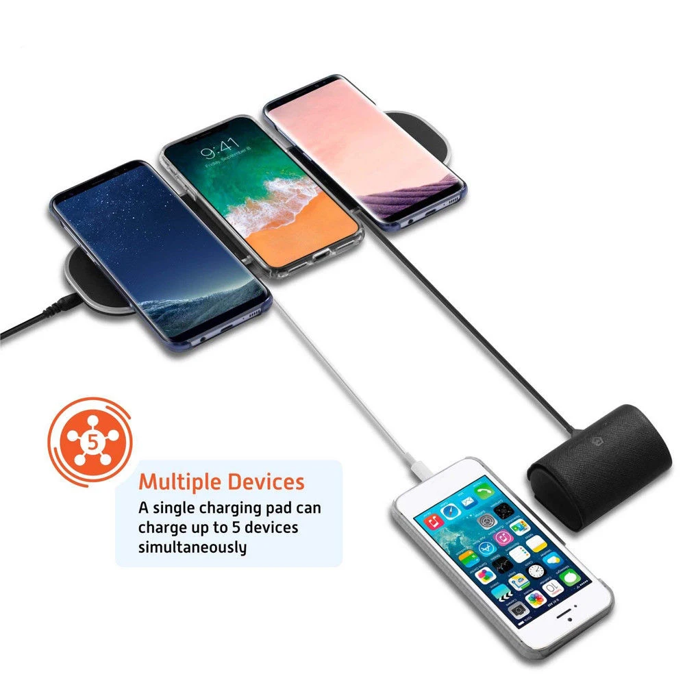 

5 in 1 Airpower Wireless Charger Charging Pad 3 Qi Wireless Charger 2 USB port for iPhone Airpods iWatch Smart Watches Sam,sung