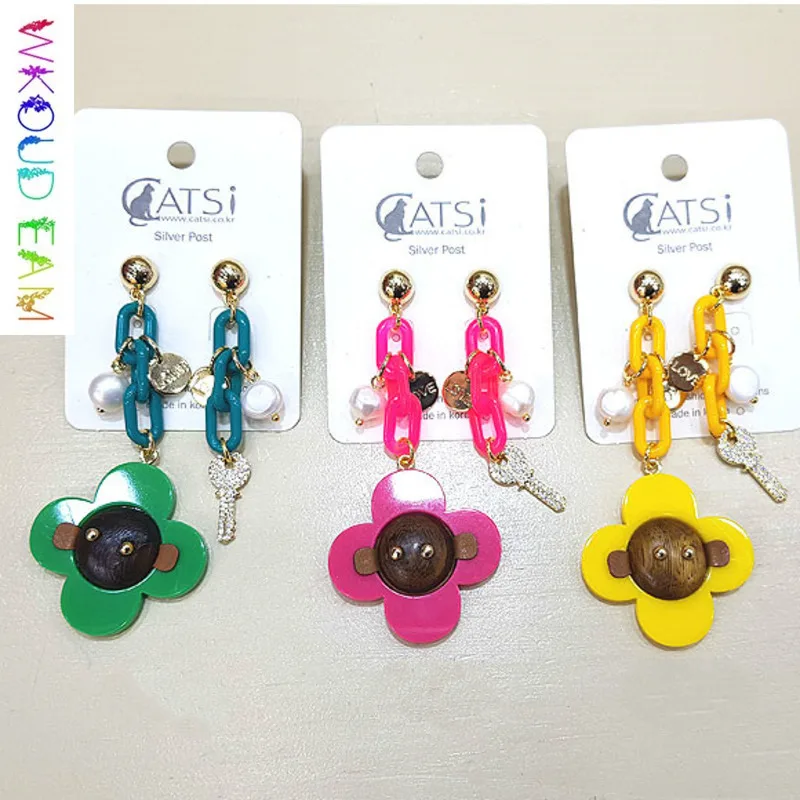 

WKOUD EAM 2019 New Woman Hit Color Irregualr Acrylic Key Coin Dangle Earrings Fashion Jewelry Accessories Party Gift S#TA440