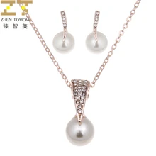 Модные опт сплав Стразы Имитация колье с жемчужными подвесками/серьги-гвоздики для женщин Свадебные Ювелирные наборы