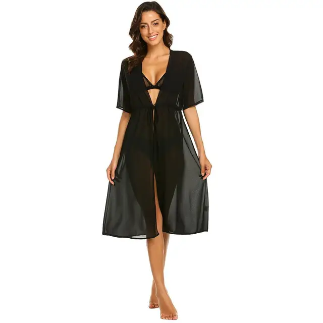 Best Price Sexy Short Bikini Drawstring Beach Sleeve Women's Cover Beachwear Black Up Woman Cover-ups Chiffon For Dress Best Price Sexy Short Bikini Drawstring Beach Sleeve Women's Cover Beachwear Black Up Woman Cover-ups Chiffon For Dress