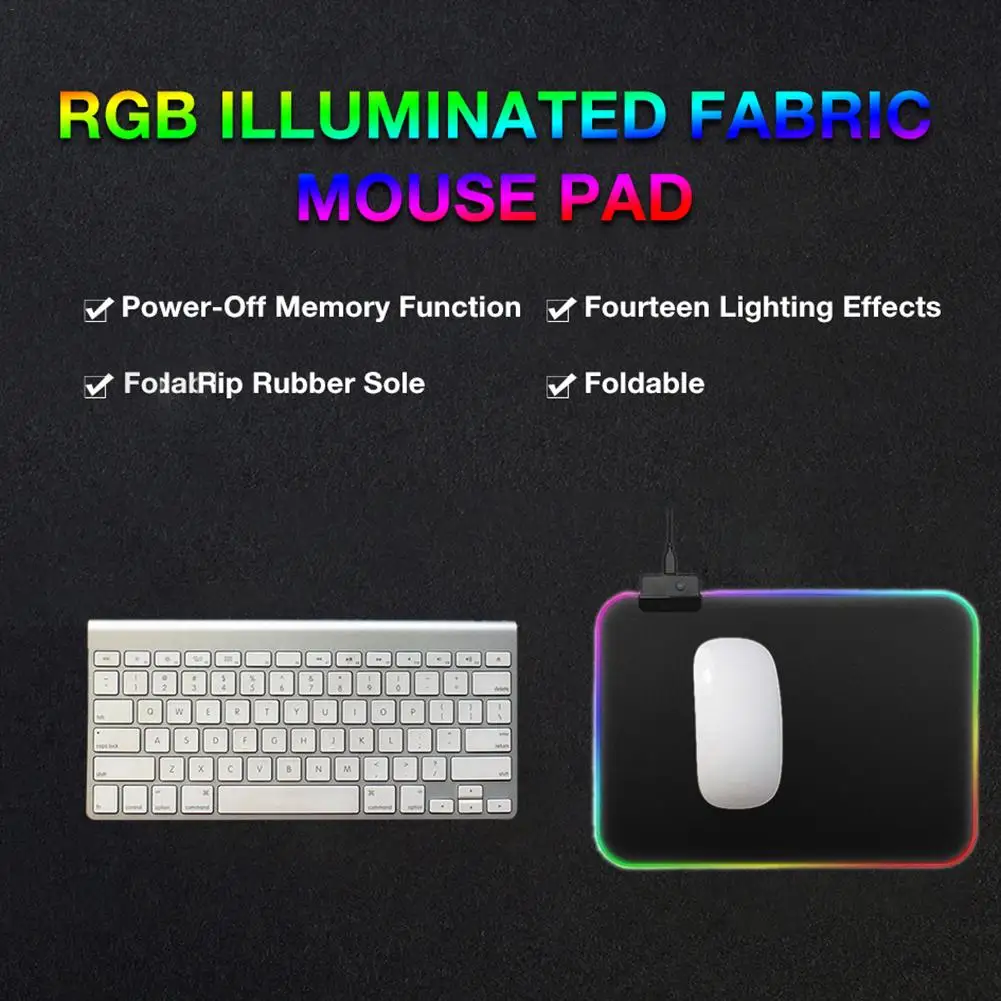 

RGB Gaming Mouse Pad Large Size Glowing LED Extended Illuminated USB Keyboard Thicken Bright Colorful For PC Laptop Desktop