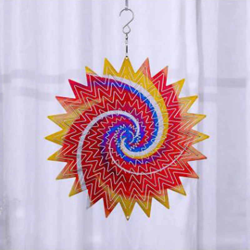 

3D Metal Creative Colorful Pattern Wind Chimes Hanging Wind Spinner Home Decor
