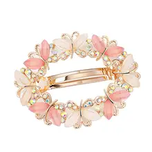 Бабочка заколка для волос аксессуары для волос украшения для волос женская Хрустальная Бабочка заколка для волос пружинный зажим держатель для волос(розовый