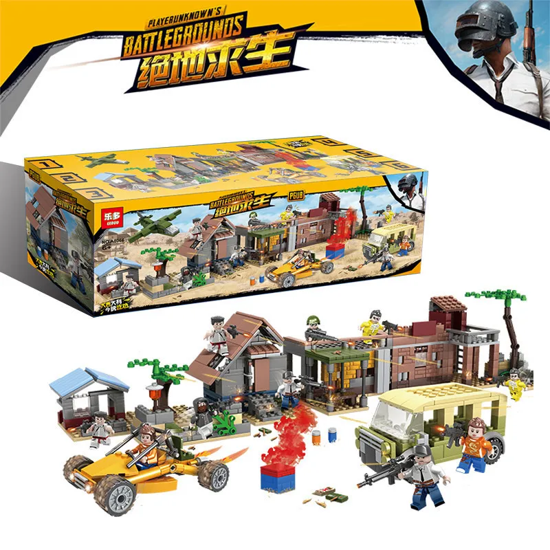  New PUBG Classic Scenes Weapons Military Army WW2 Soldier Building Blocks Military SWAT City Toys