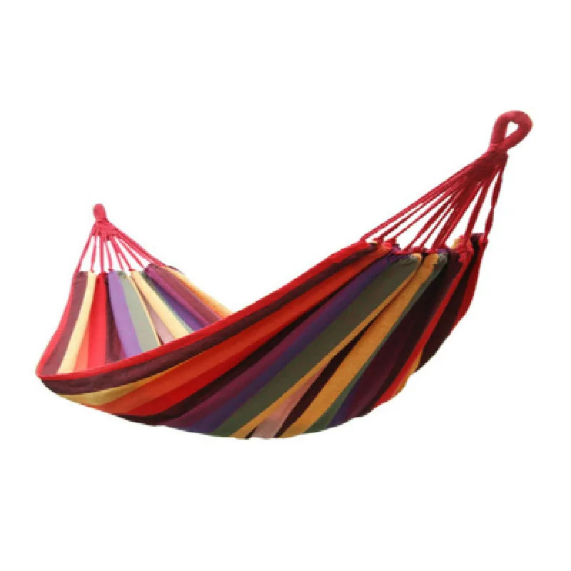 

Beach Tourism Double person Canvas Stripe Hammock 190 x 150cm Portable Outdoor Leisure Camping Hammock with Rope and Bag