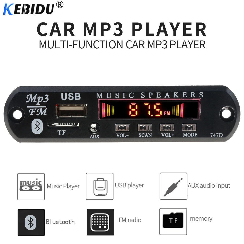 Kebidu Bluetooth MP3 плеер декодер плата FM радио TF USB 3 5 мм AUX модуль приемник автомобильный