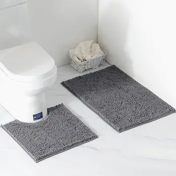 

2Pcs/Set Long Plush Water Absorption Non Slip Mats for Bathroom Toilet