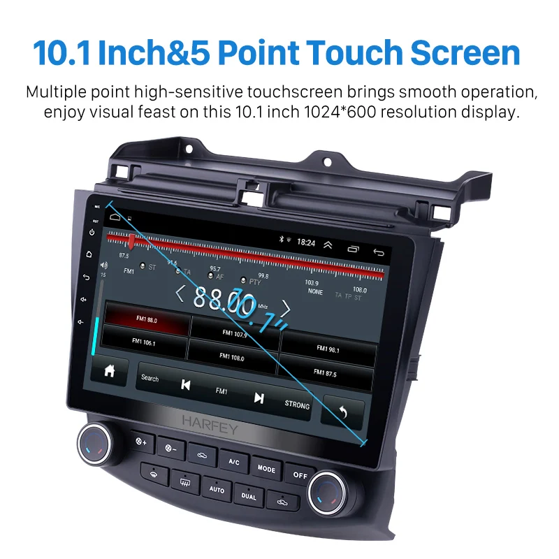 Discount Harfey 10.1 inch Android 8.1 GPS Navigation 2Din Car Radio Multimedia Player Wifi Head Unit For Honda Accord 7 2003 2004-2007 2