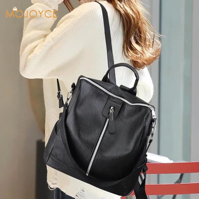بسيطة جلدية الظهر mochila النساء سستة على ظهره حقيبة طالب على ظهره الإناث كبيرة عارضة حقائب السفر mochila الأنثوية الكيس