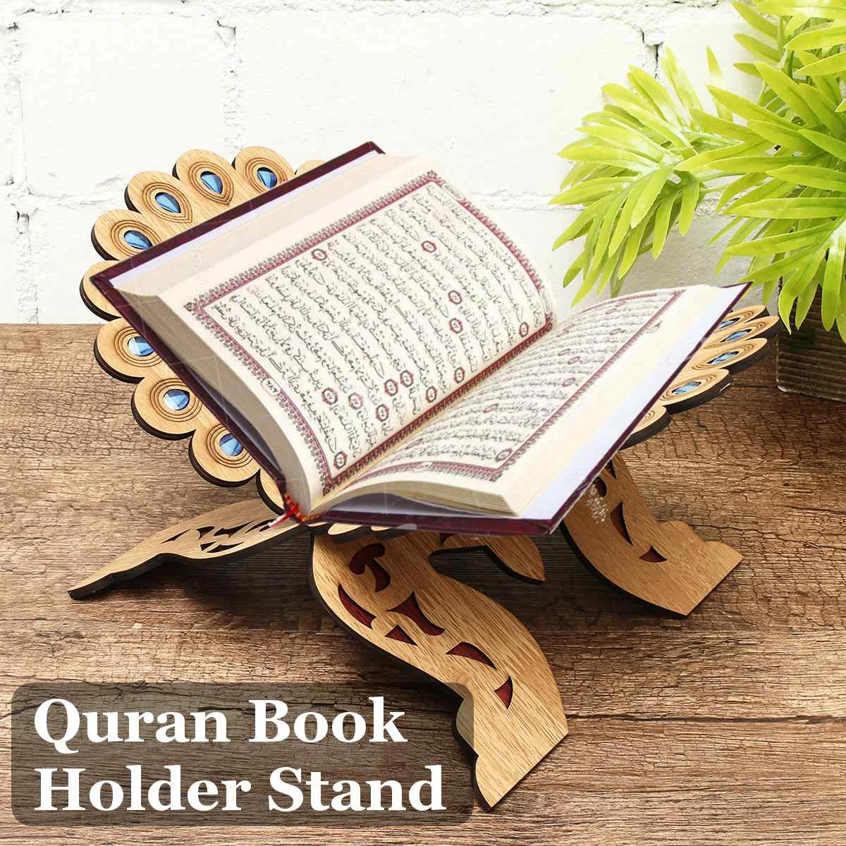 

2 Sizes Quran Muslim Wooden Book Stand Holder Decorative Shelf Removable Ramadan Allah Islamic Gift Handmade Wood Book Decor