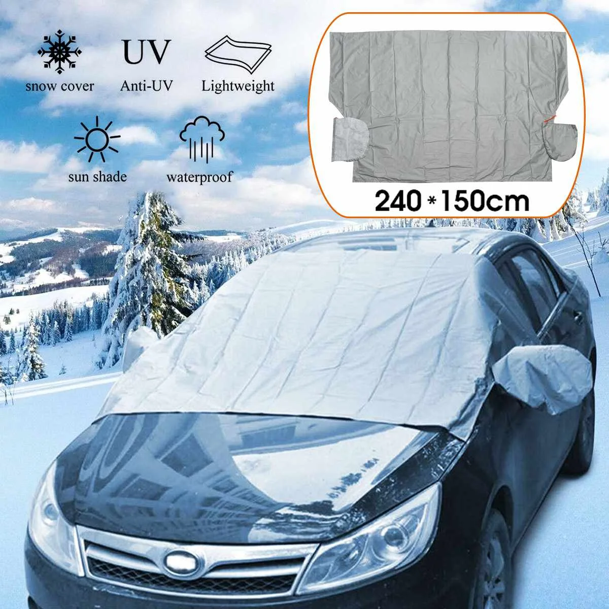 New 240 x 150cm Winter Car Windscreen Cover PEVA Cotton Anti
