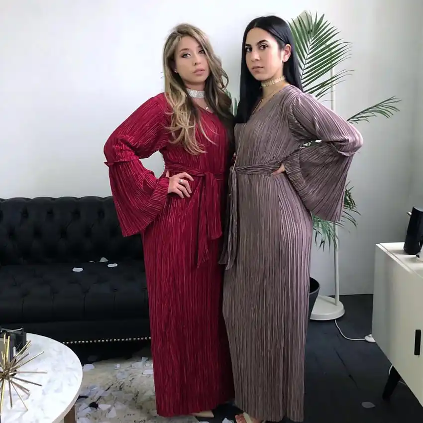2020 Fashion New Design Fold Dress Abaya For Woman Muslim Traditional Costumes Islamic Plus Size Dress With Belt Hijab Ramadan Aliexpress