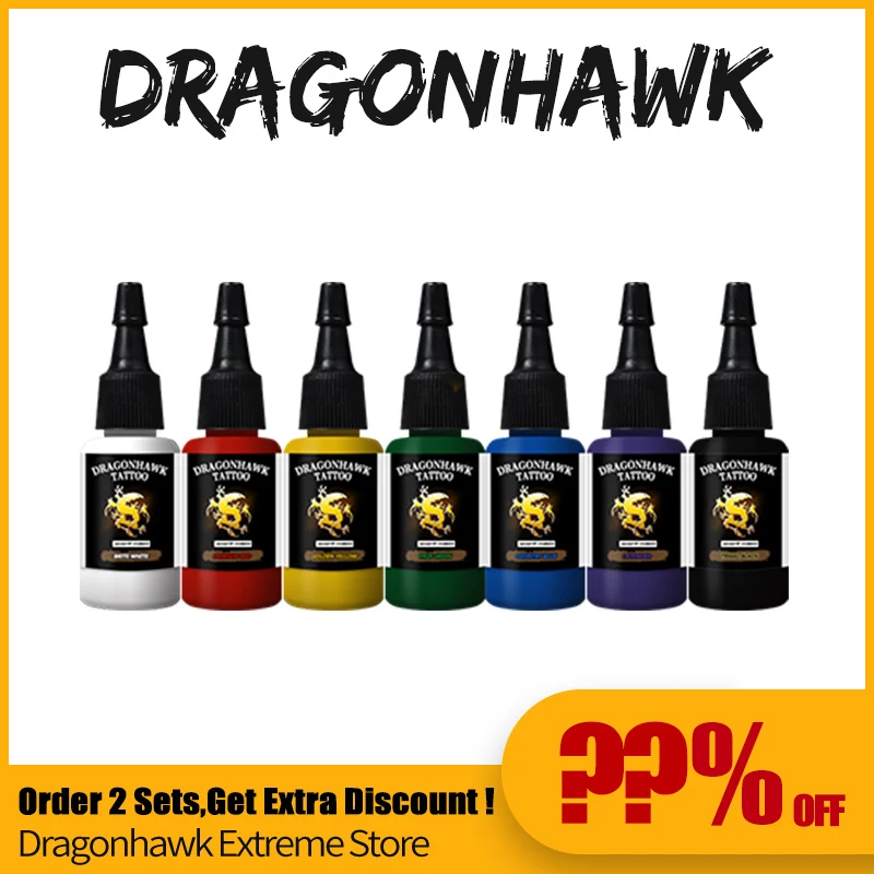 Чернила для тату dragonhawk 7-PACK основной набор цветов 0,5 oz бутылки