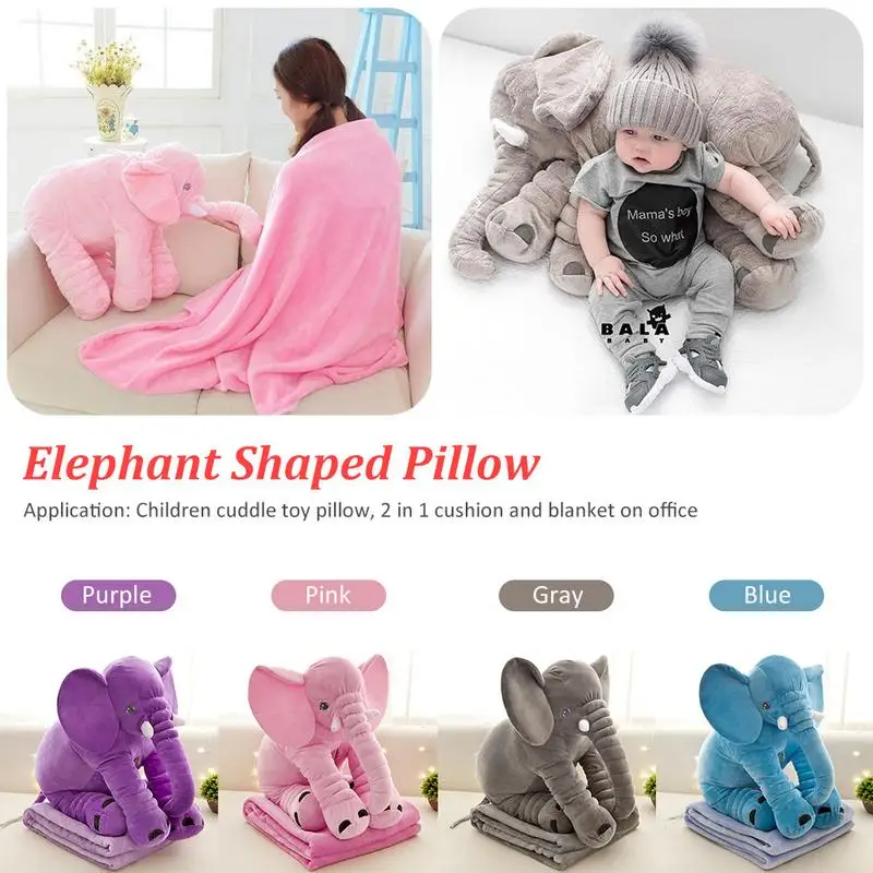 

Cartoon Elephant Shaped Pillow Quilt Dual Use Car Cushion Multi Functional Cushion Folding Blanket for Nap Air Conditioning Room