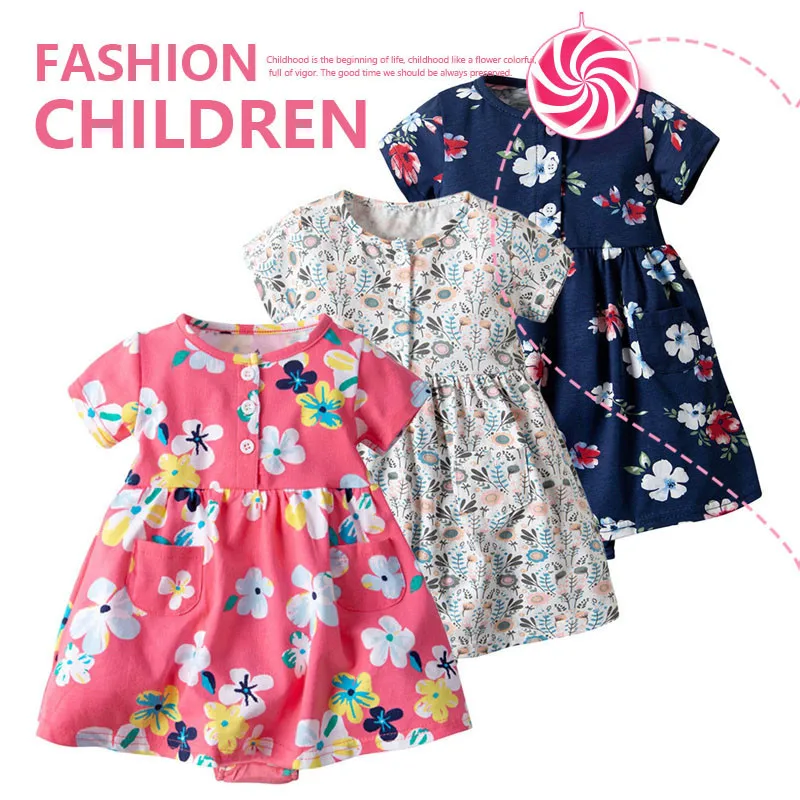 

2019 New Arrival Toddler Kid Baby Girl Short Sleeve Floral Dress Princess Romper Dresses Clothes Dejo