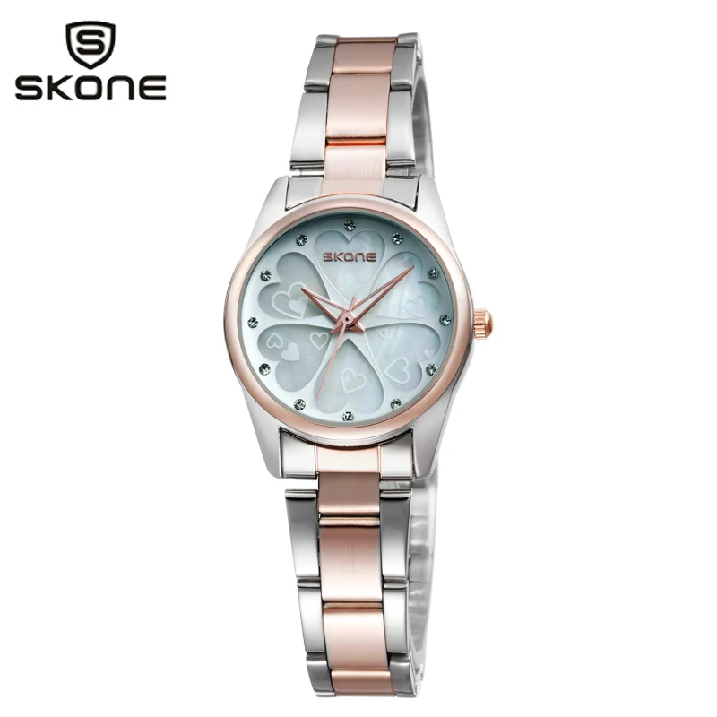 

SKONE Stainless Steel Watches For Women Reloj Mujer Sliver Waterproof Quartz Ladies Watch Relogio Feminino Female Clock Gift