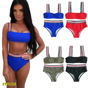 

Sexy Women's Brazilian Push Up Swimwear Striped Bikini Fashion Swimwear