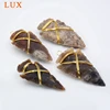 Copper Wire Wrapped Raw Natural Jaspers Arrowhead Charm, Agate Arrow Pendants, Boho Jewelry Making 2