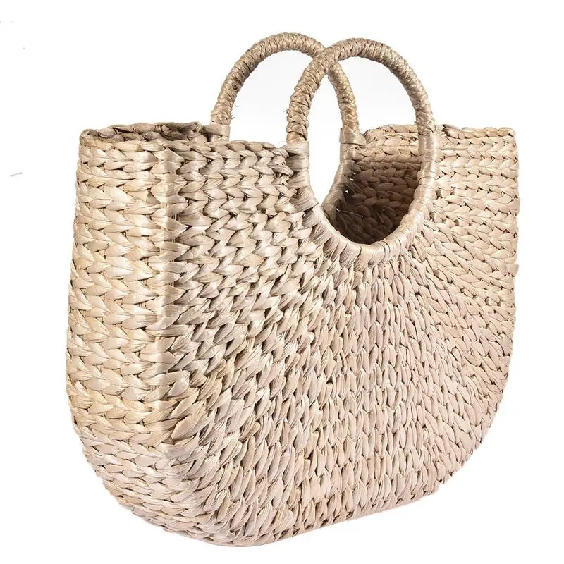 

New Arrival Ins Straw Bag Beach Bag Hot Corn Husk Semicircle Art Travel Picture Props Fashion Straw Rope Paper Woven Bag