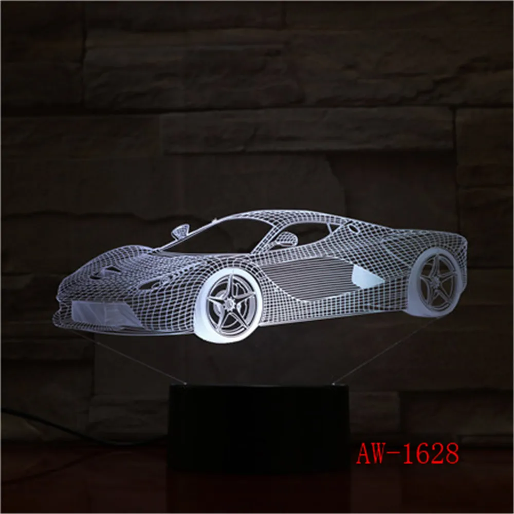 Современный Супер спортивный автомобиль 3D 7 цветов лампа визуальные