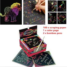 100 шт волшебная цветная бумага для скретч Арта цветные карты доступны с обеих сторон игрушки для рисования соскабливанием для детей 8,5 см