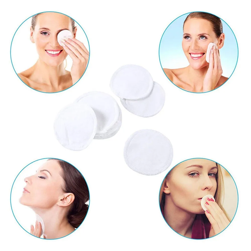 4Pcs/lot Reusable Make up Facial Remover Cotton Pads Puff Double layer Nail Art Cleaning Wipe Washable Natural Microfiber|Средство для